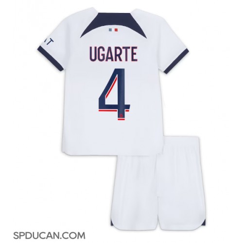 Dječji Nogometni Dres Paris Saint-Germain Manuel Ugarte #4 Gostujuci 2023-24 Kratak Rukav (+ Kratke hlače)